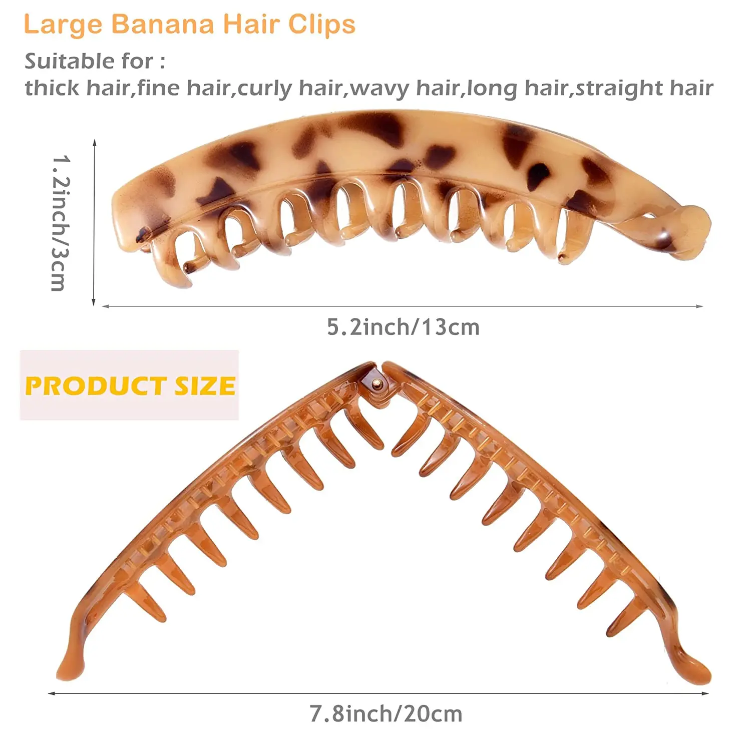 Fashion Plastic Banana Hair Clip For Women Solid Frosted Clips Leopard Print Ponytail Hair Claws Hairpins Girls Hair Accessories