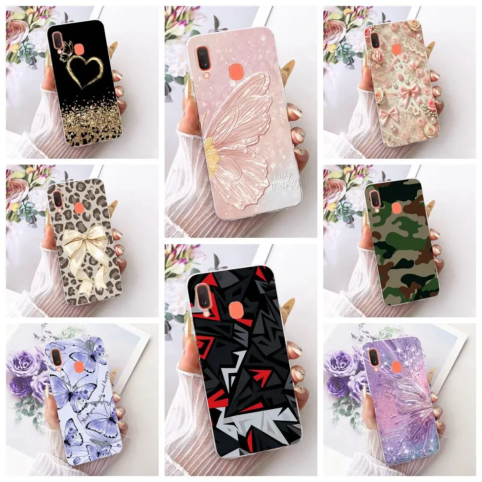 Clear For Samsung A20e Case Fashion Butterfly Cute Cartoon Funny Painted Cover For Samsung Galaxy A20e SM-A202F SM-A202K Casing