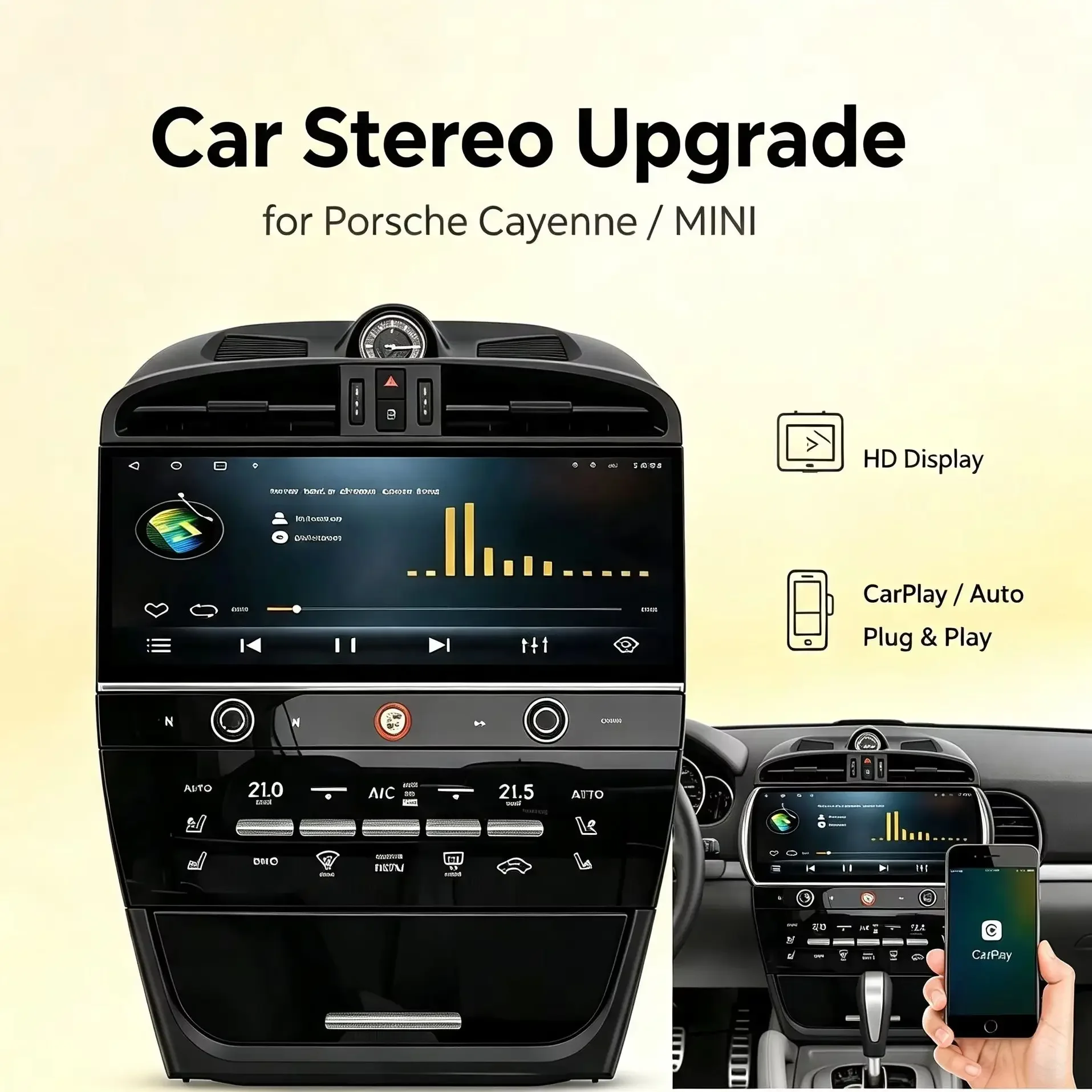 Wireless CarPlay GPS Navigation 6+128G Android 14 Car Radio For Porsche Cayenne 2003-2009 HD Screen Multimedia Head Unit