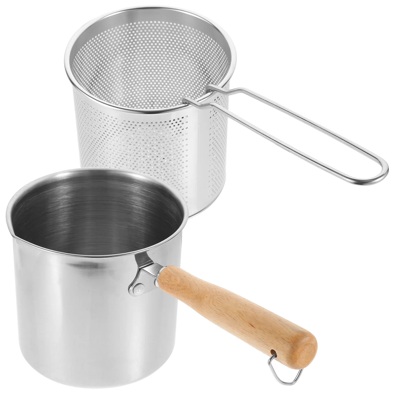 

1 Set Stainless Steel Deep Fryer Pot Fry Basket Mini Frying Kit For Home Kitchen Portable Oil Fryer Baskets With Handle Tempura