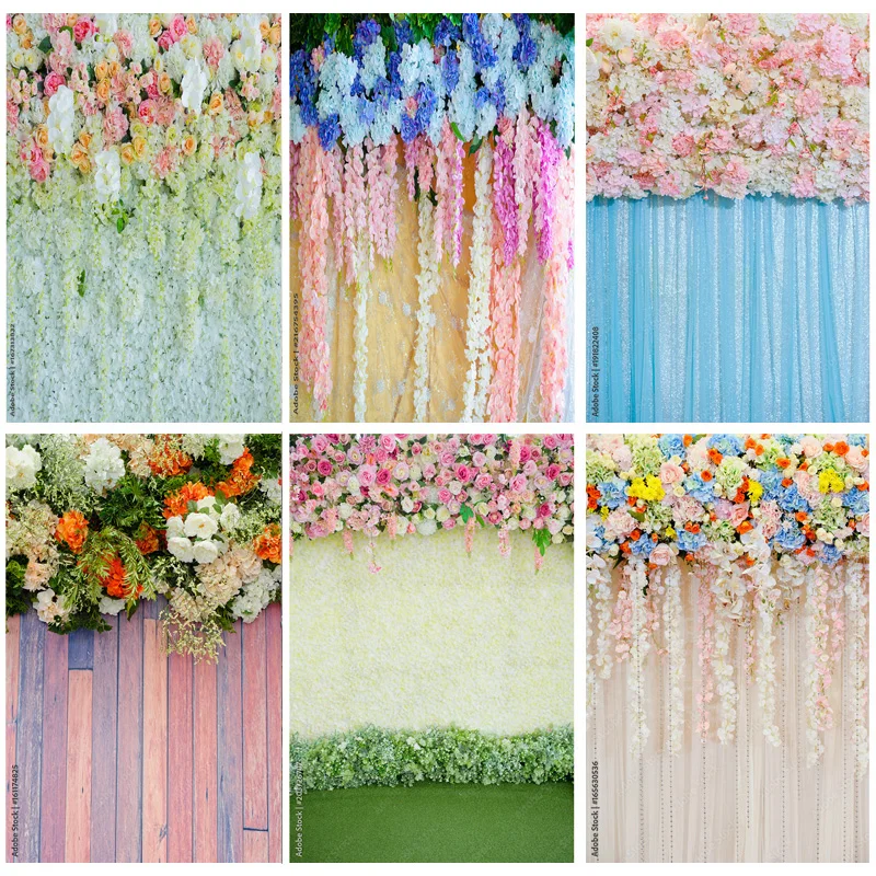 

SHENGYONGBAO Art Fabric Photography Backdrops Prop Flower Wall Wood Floor Wedding Party Photo Studio Background LLH-12