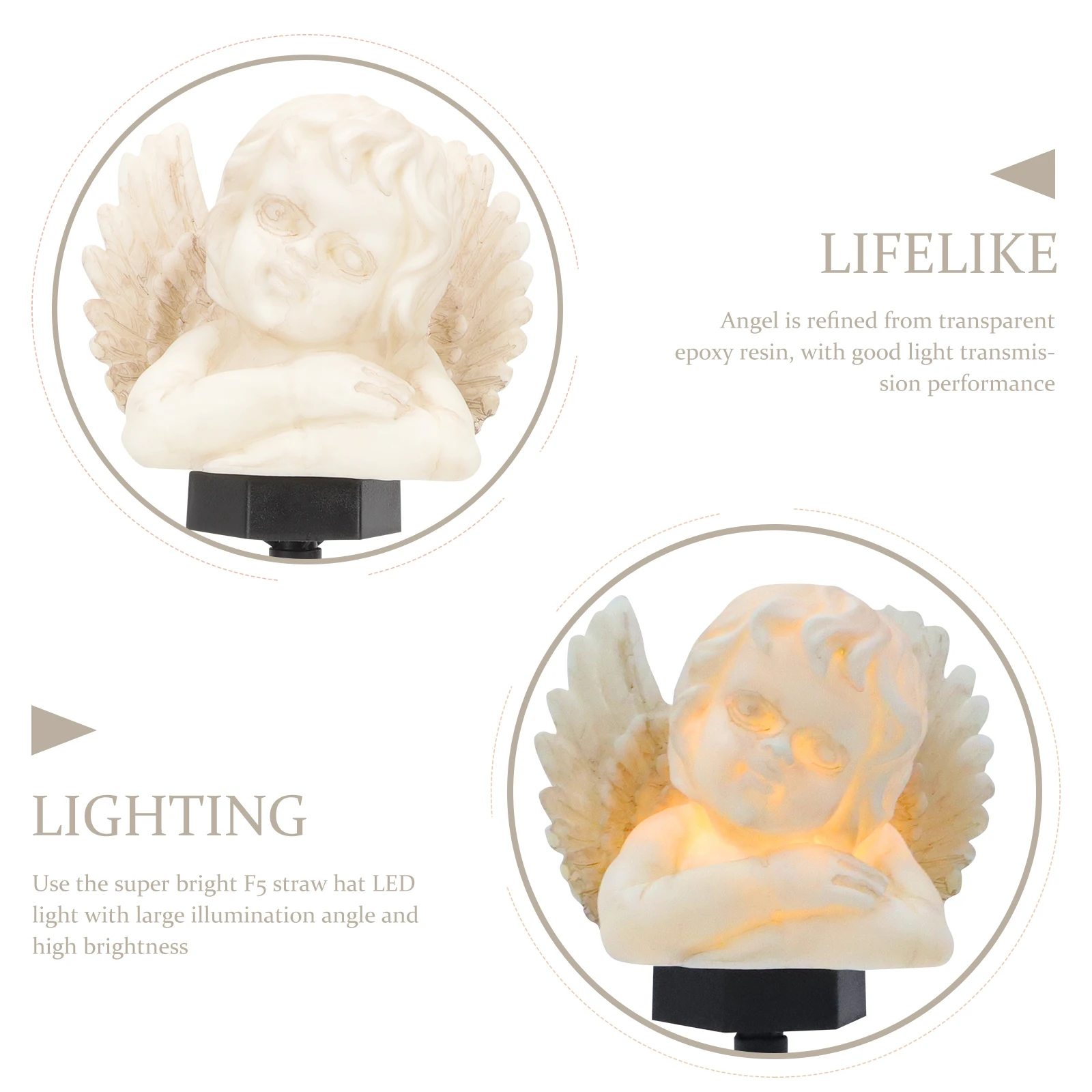 

Solar Christmas Cupid Figurine White Lawn Light Color Garden Lawn Yard Decor LED Solar Led Cupid Angel Light Rechargeable