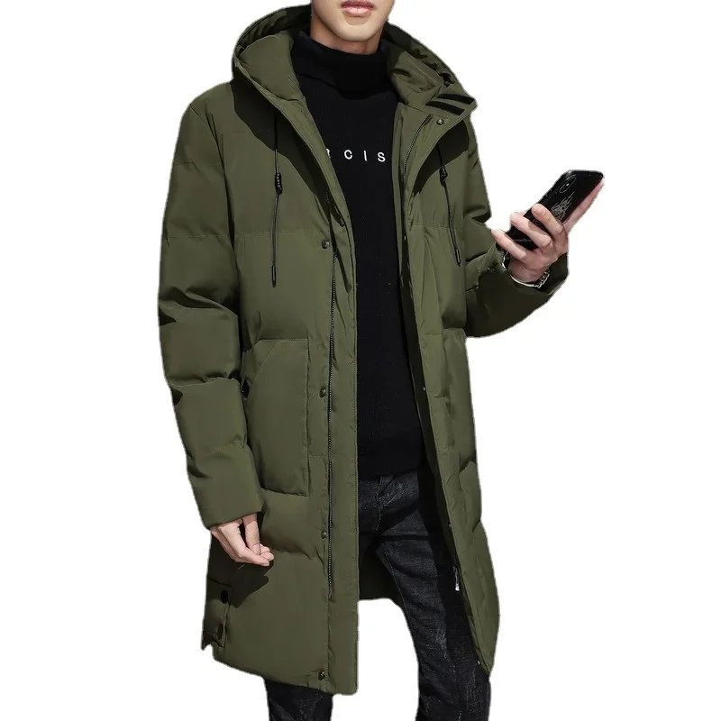 Chaquetas de plumón largas con capucha para hombre, abrigos casuales, Parkas cálidas negras, alta calidad, Invierno