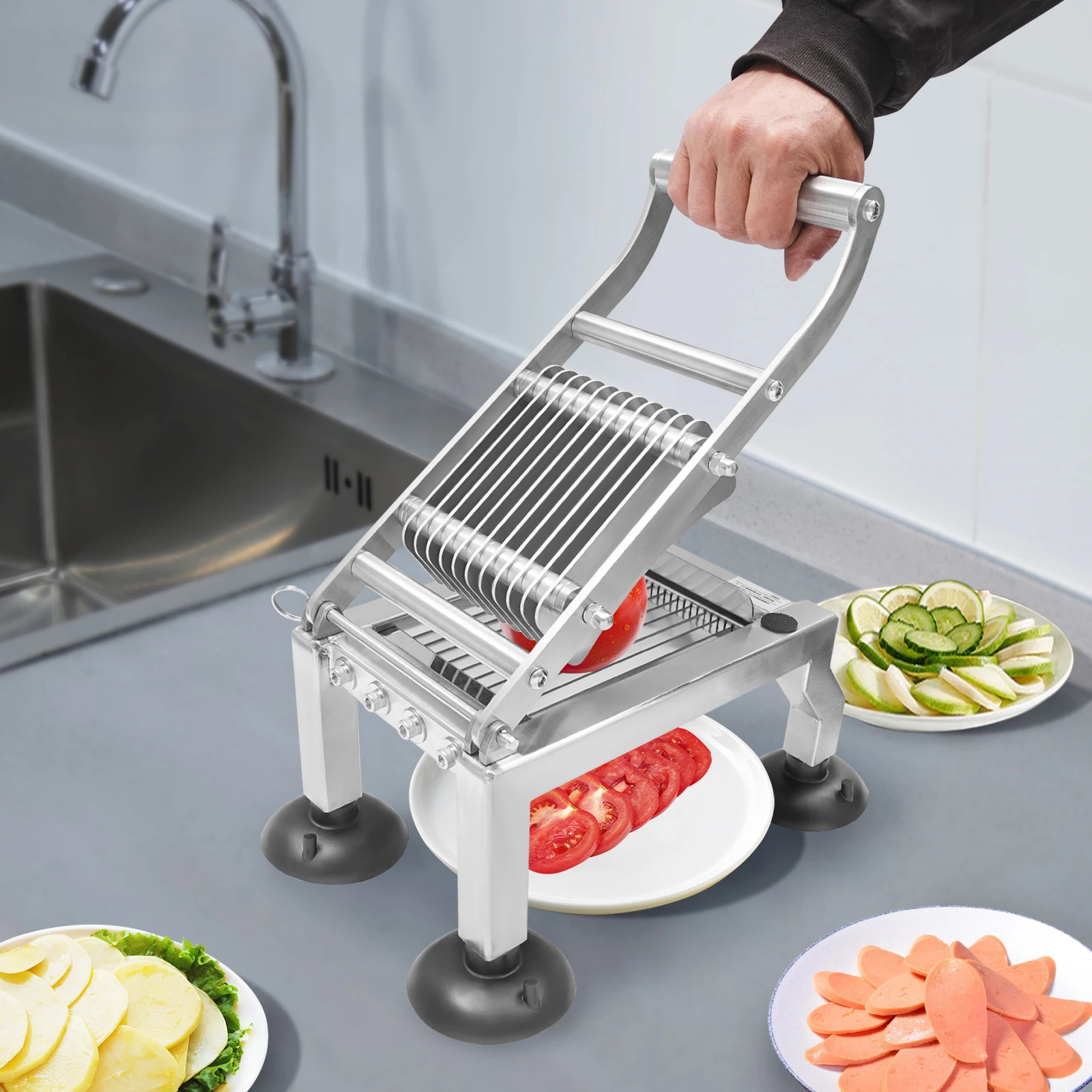 10mm Slicing Machine Manual Tomato Slicer Commercial Stainless Steel Potato