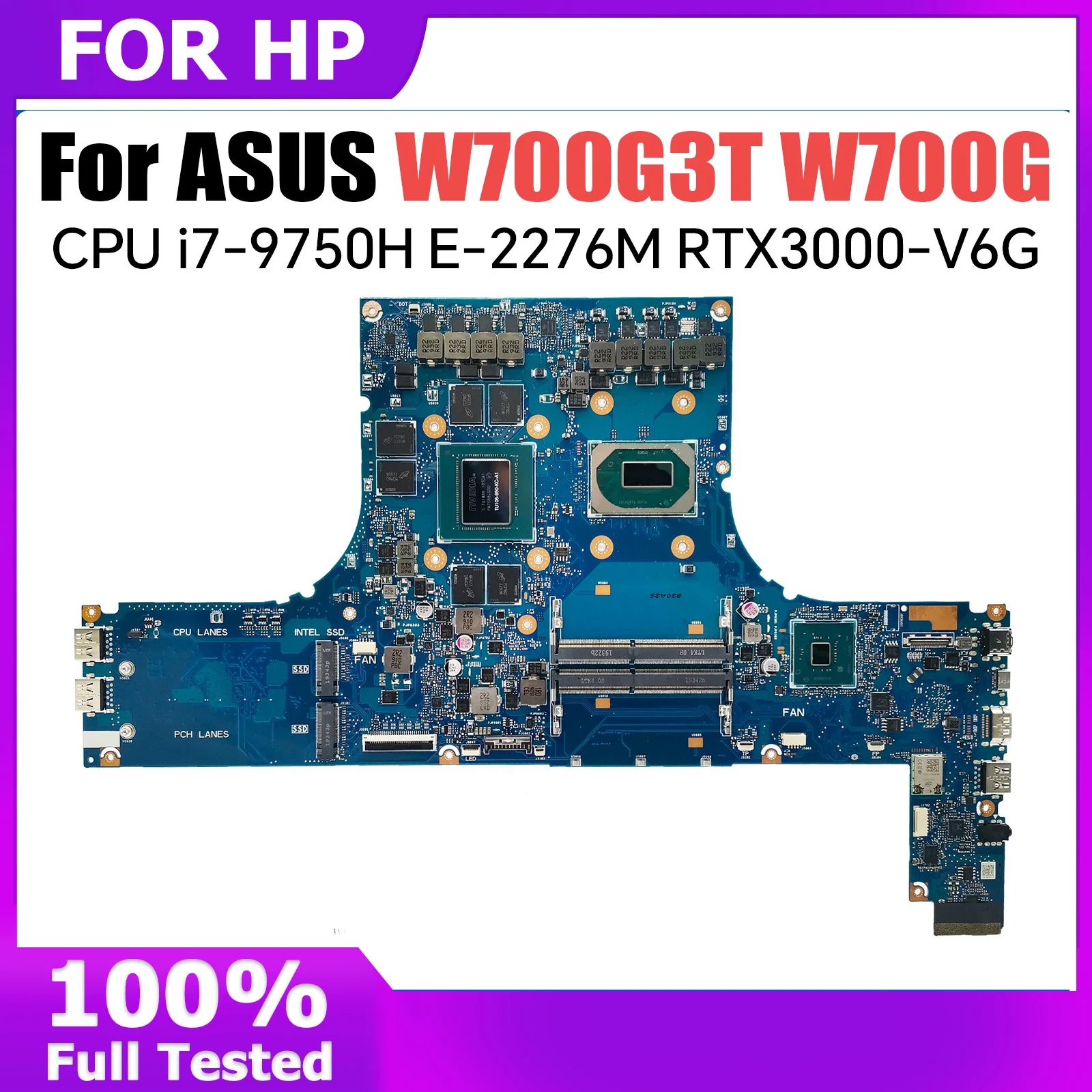 W700G3T Mainboard For ASUS ProArt StudioBook Pro 17 W700G W700G3T Laptop Motherboard with i7-9750H E-2276M CPU RTX3000-V6G