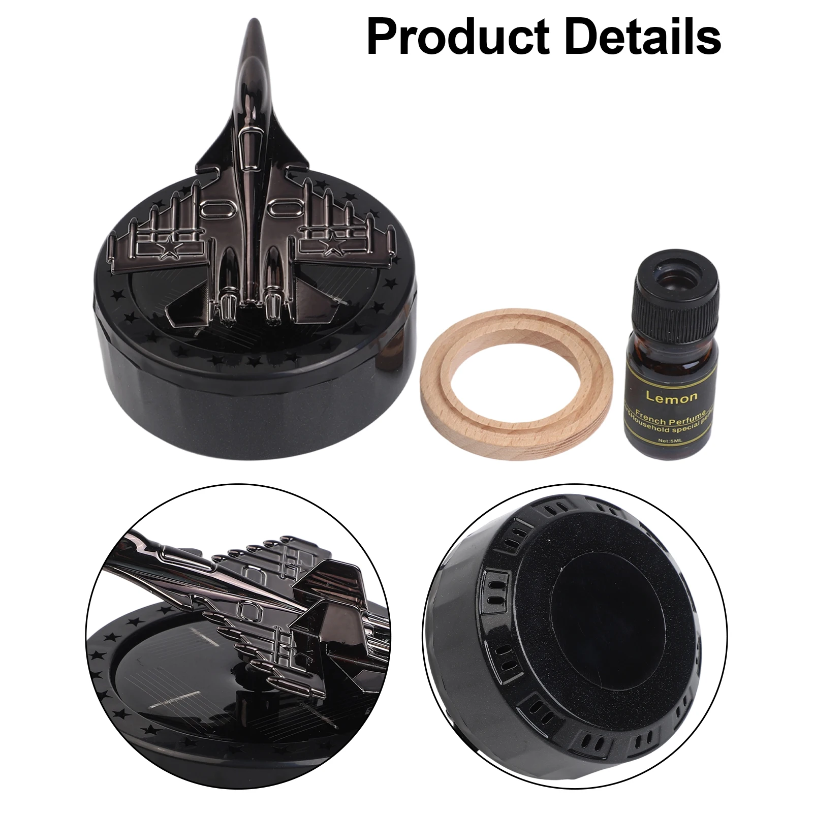 Car Air Diffuser with Solar Powered Rotation and Fighter Jet Design to Purify and Freshen Vehicle Interior Air