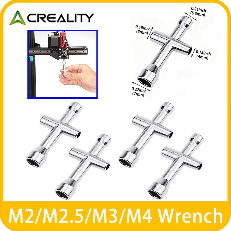 3D Printer Tool M2 M2.5 M3 M4 Screw Nut Hexagonal Cross Wrench 4 in 1 For Creality Ender3/5,X1 P1 A1 Nozzle Mini Spanner