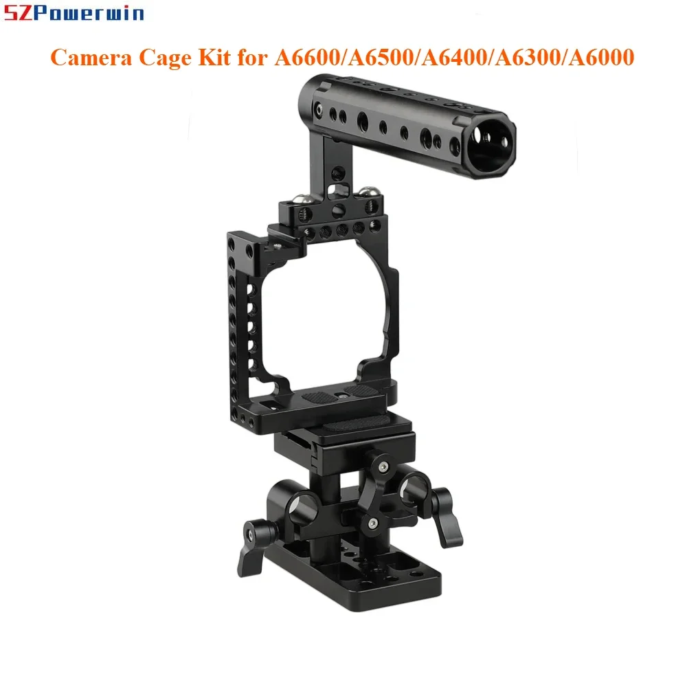 

Camera Cage Kit With Handle & QR Baseplate Pack & Cold Shoe Quick Release for Sony A6600 A6500 A6400 A6300 A6000