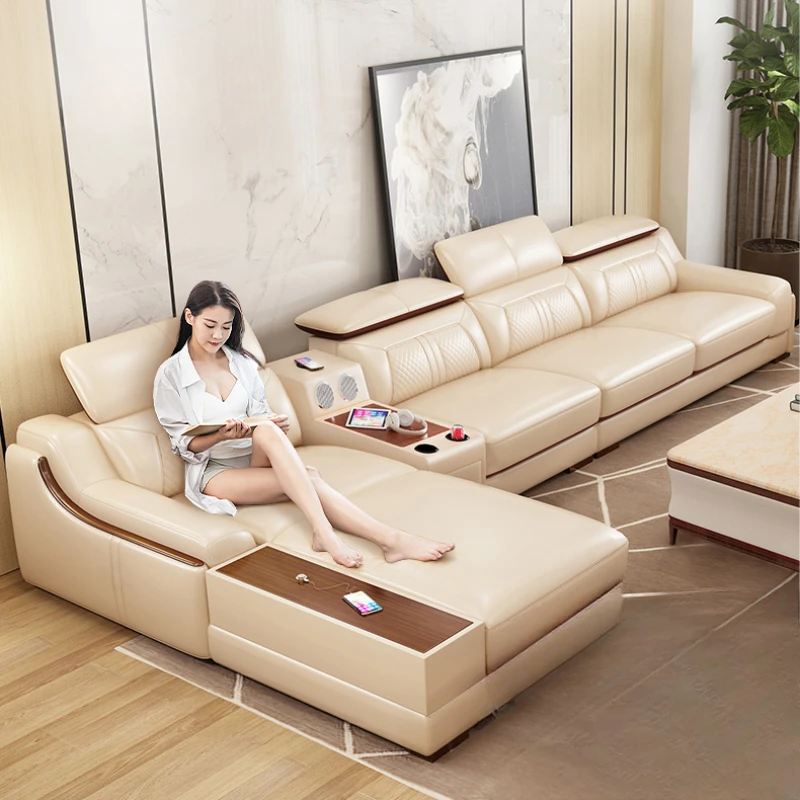 Designer Genuine Leather Sofas Modern Living Room Reclining Loveseat Sofa Italian Luxury Woonkamer Banken Home Furniture