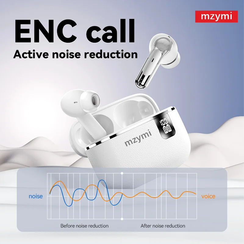 mzymi Y107 TWS Headset ENC Noise Cancelling Bluetooth5.3 Wireless Earphone LED Digital Display HiFi Stereo Headphone For XIAOMI