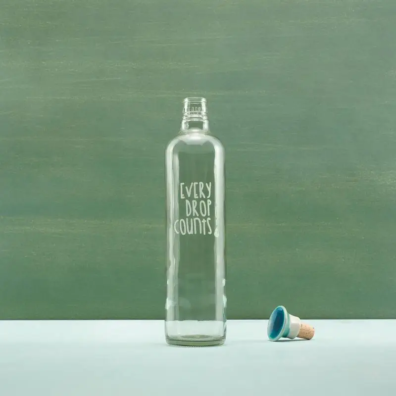 

750ML Drop Glass Water Bottle with Ceramic Stopper - Eco-Friendly and Stylish Drinkware