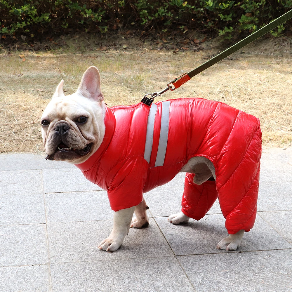 Winter Warm Dog Down Jacket Waterproof Dog Clothes for Small Medium Dogs Reflective Pet Coat Jumpsuit French Bulldog Clothing