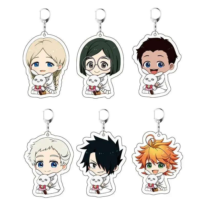 1pcs Anime Keychain The Promised Neverland Emma Norman Portachiavi Collect Keyring Llavero Pendant