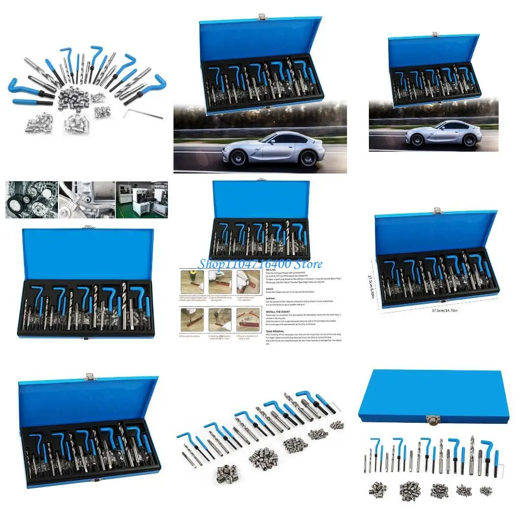 

y1gd Multiple Sized Thread Repair set 131pcs with High Speed Steel Inserts Precisions Thread Repair set for Mechanical Fixes