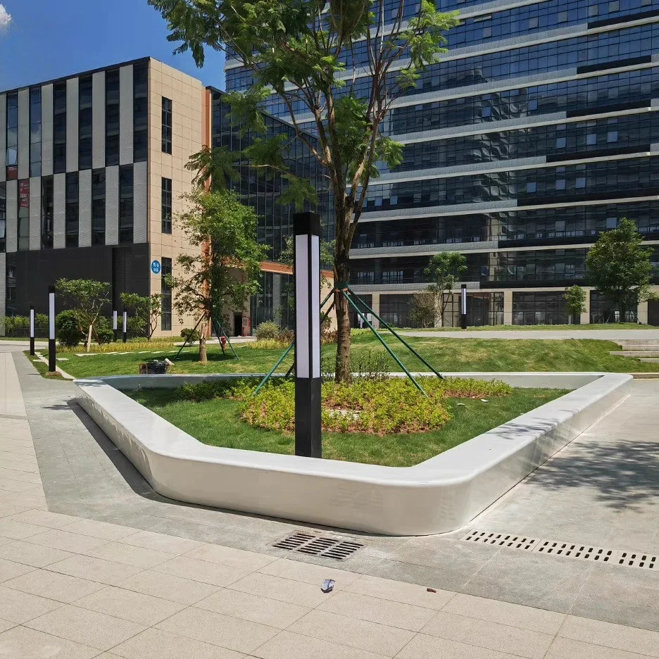 FRP Outdoor White Tree Pool Special-shaped Planting Pool Park Flower Bed Flower Pool Garden Landscape Meichen Planting Box