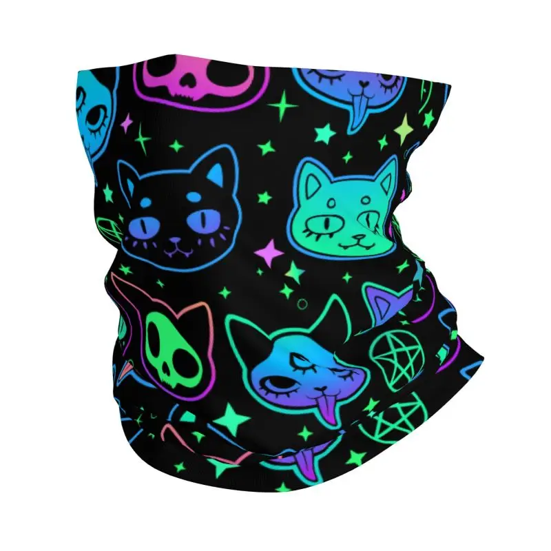 Cute Cartoon Witchcraft Cat Bright Bandana Neck Warmer Women Men Winter Hiking Camping Tube Scarf Gaiter Motorcycle Face Cover