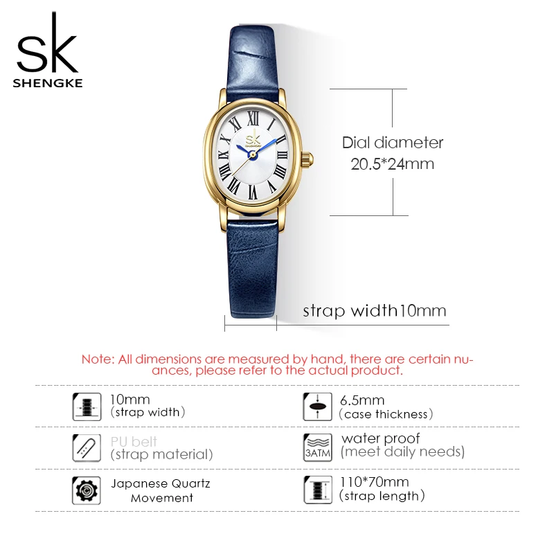 Shengke SK-Relojes de pulsera de cuarzo para mujer, accesorio elegante de aleación con hebilla 3Bar, resistente al agua, de cuero, informal, a la