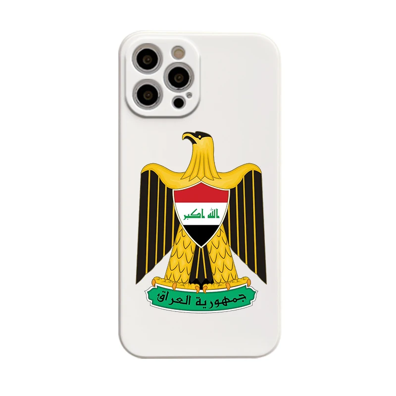 Saddam Hussein Iraq Flag Straight Edge Liquid Phone Case For Apple iPhone 14 11 12 13 Pro Max Mini X XS XR 7 8 Plus SE2 Cover