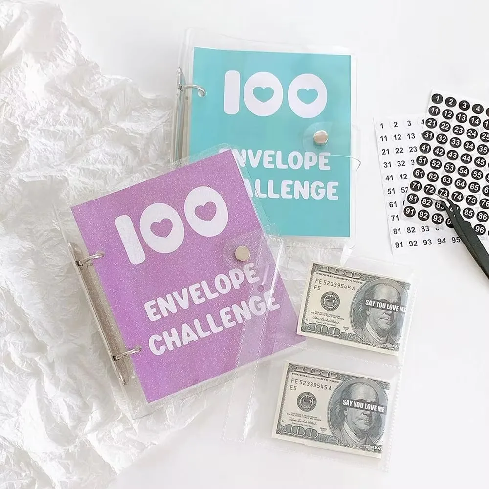Losbladige 100-daagse envelop Uitdagingsbinder Scheurbestendig PVC Besparingen Uitdagingsbinder Waterdichte Mini Budget Binder Notebook
