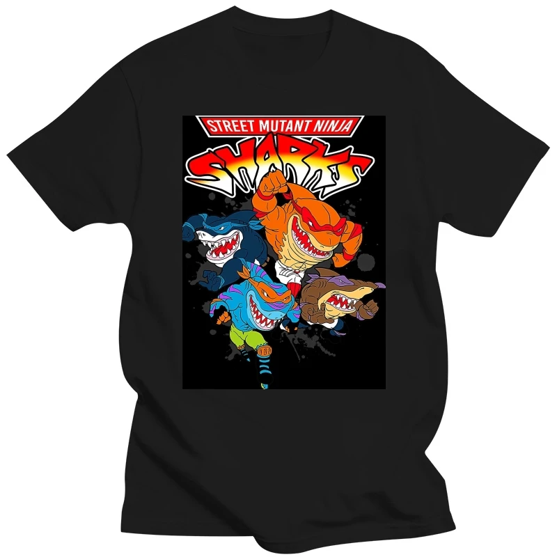 Men's Mutant Ninja Classic T Shirts Street Sharks Jab Animated Pure Cotton Clothing Funny Short Sleeve Round Collar Printed