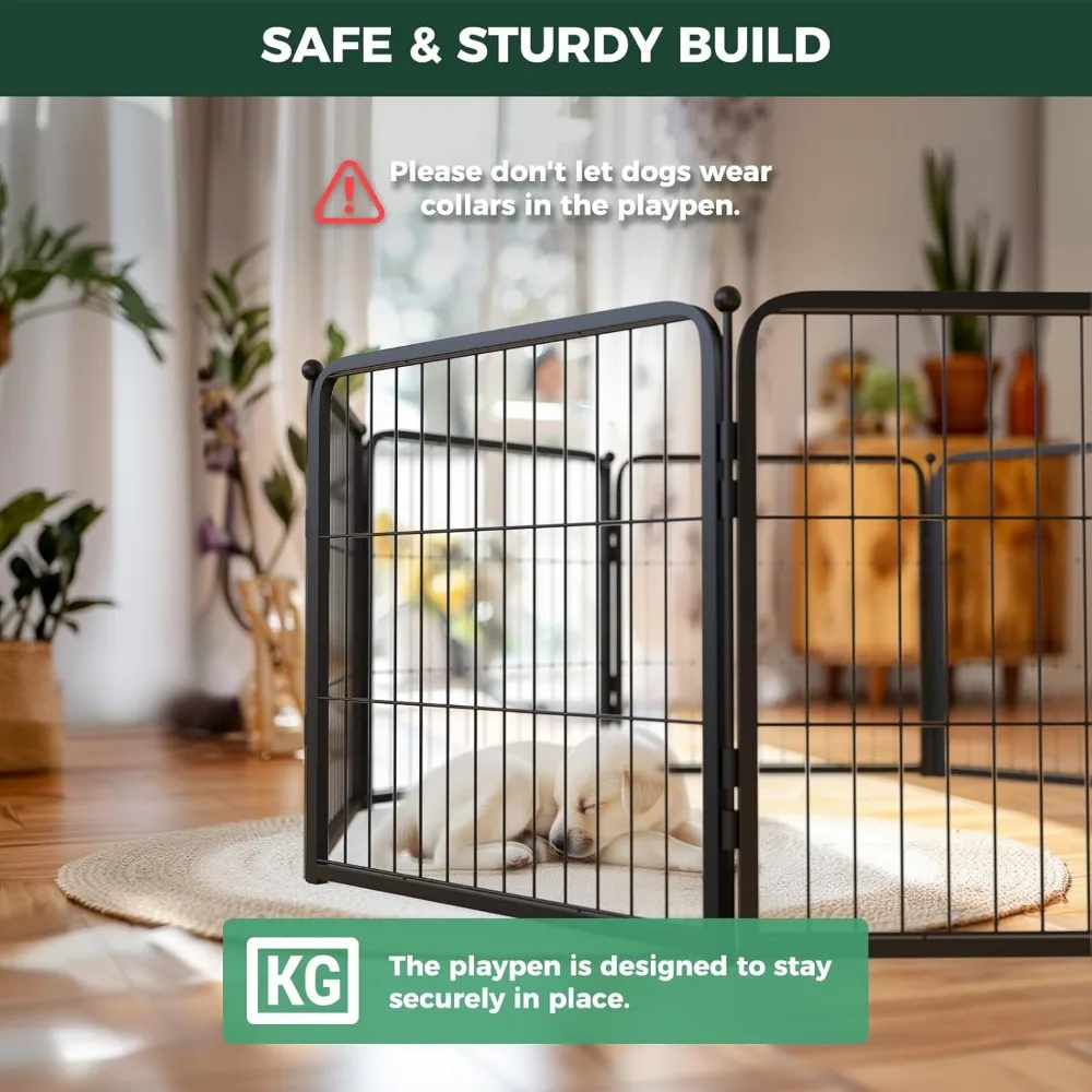 Cercadinho para cães interno resistente para brincar seguro e sem estresse, gabinete de 24 polegadas de altura com 12 painéis ideal para filhotes e cães pequenos