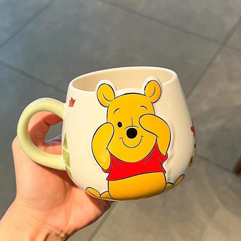 Disney Mickey Mouse Winnie the Pooh Cute Cartoon 480ML Big Bellied Ceramic Cup Kawaii Lovely Water Cup Home Decor Holiday Gifts