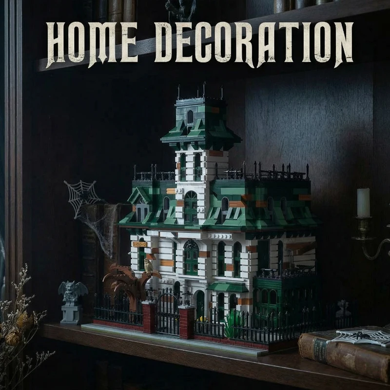 3378PCS Blocos de Montar Casa da Família Adams, Modelo Modular de Castelo de Terror, Decoração de Mesa, Brinquedos de Montagem, Presente para Adultos