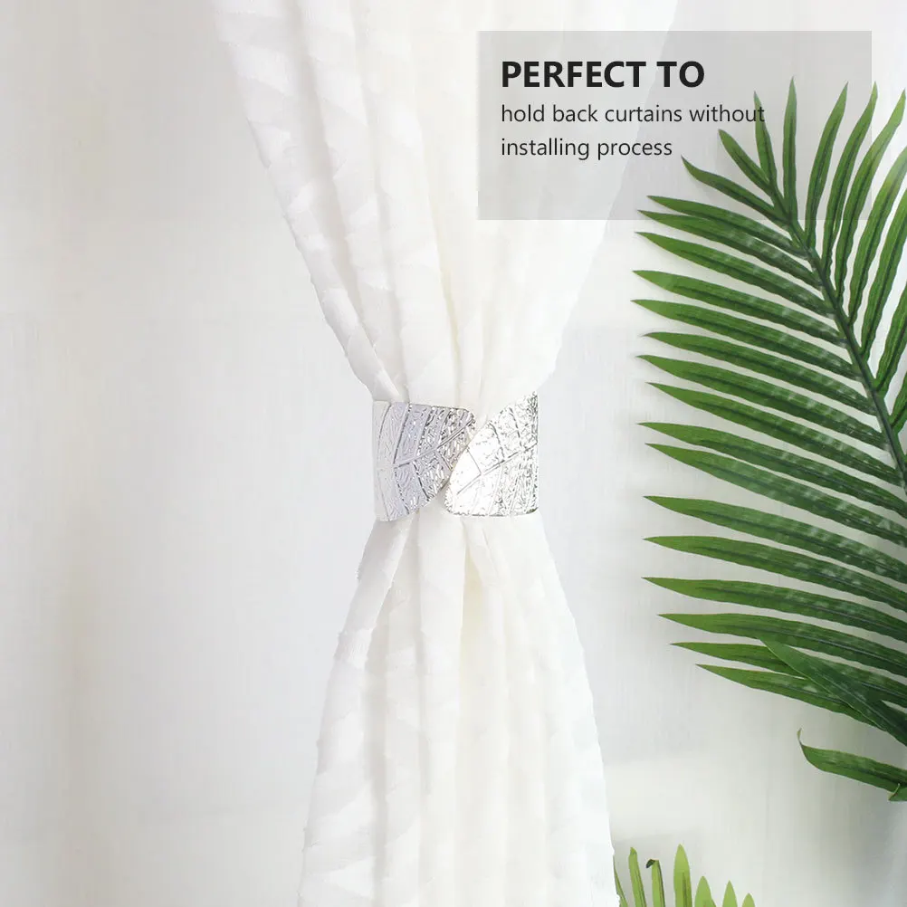 

2Pcs Chic Curtain Fastener Alloy Leaf Design Decorative Buckles Elegant Tiebacks for Curtains Indoors Curtain Fastener
