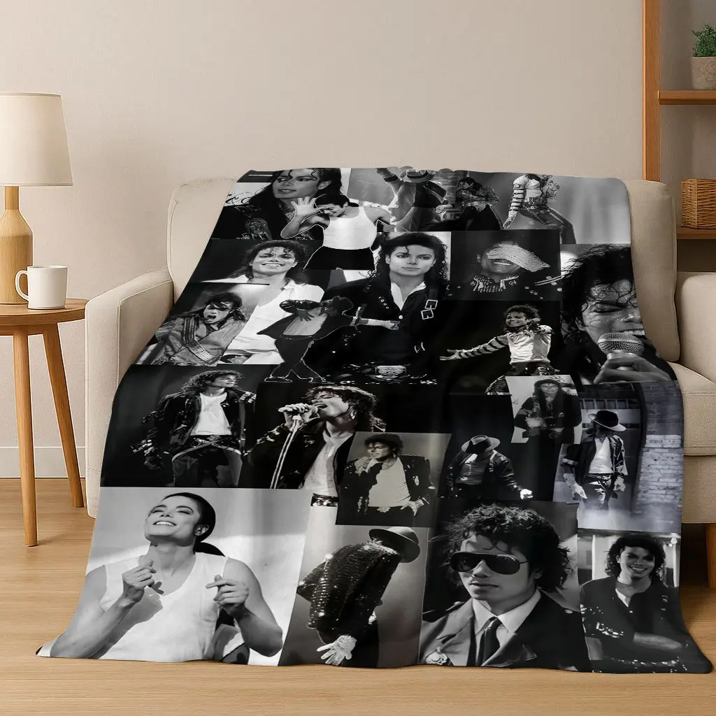 Fashion MJ Michael Jackson King of Pop Art Flannel Blanket,Cozy Soft Throw Blanket for Home Bedroom Bed Sofa Picnic Cover Gift