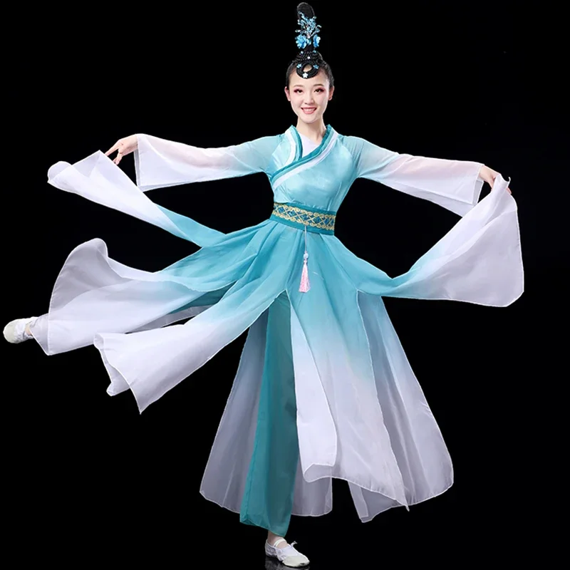 Traje de baile clásico para adultos Piaoyi 2025, nuevo vestido Yangko, traje de baile de abanico, ropa de danza moderna de estilo chino