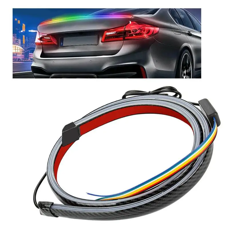 

49'' RGB LED Tail Brake Light Strip Rear Wing Spoiler Lip Trim for Car SUV Trunk Pickup Off-Road