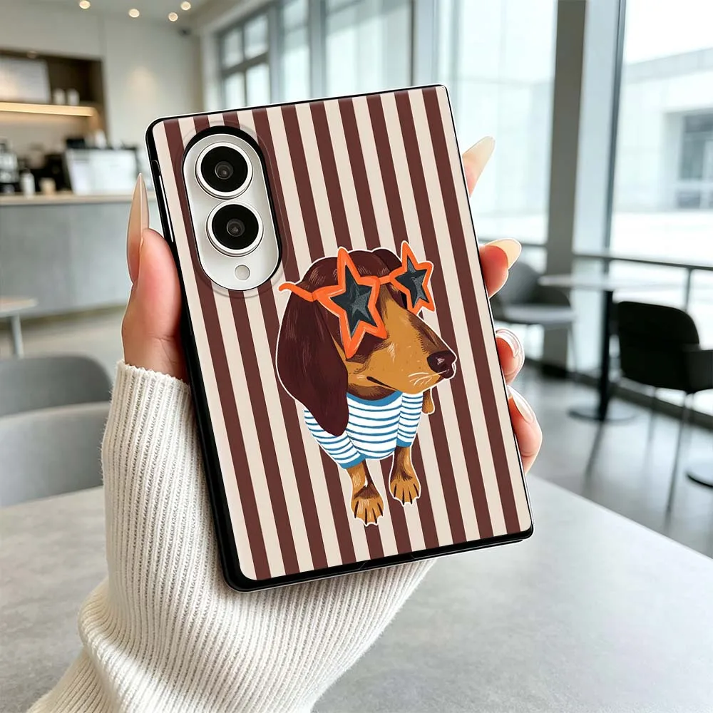 Minimalist striped dog pattern Cover Phone Case For Samsung Galaxy Z Flip 8 Z Fold 8 Z Flip8 Wide ZFold Wide Shockproof