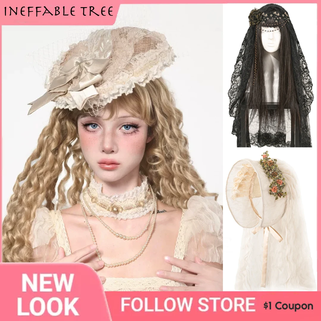Y2K Retro Elegant Lolita Hats for Women Sweet Court Bunny Ears Florals Sashes Country Round Fedoras Halloween Mesh Cap Gorras