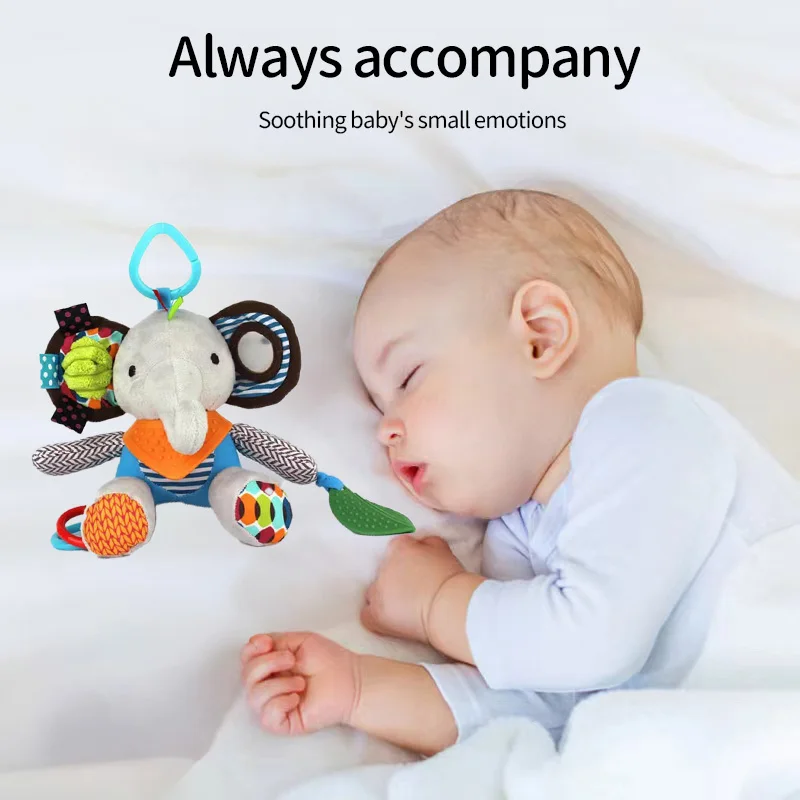 Baby hängen Rassel, Kau spielzeug, Kleinkind Kinderwagen, Kinderwagen, Krippe, Cartoon Elefant Plüsch tier