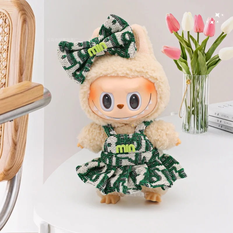 17cm Labubu Doll Princess Dress & Bow Tie 2-Piece Set, Cute Doll Clothes for Labubu V1/V2, Dressing Outfits Accessories