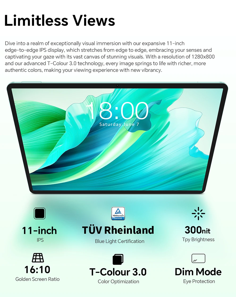 Teclast P50S Set Tablets PC 11'' TDDI Max.12GB RAM 128GB ROM Unisoc T606 Octa Core Android 14 Widevine L1 8000mAh 13MP+5MP