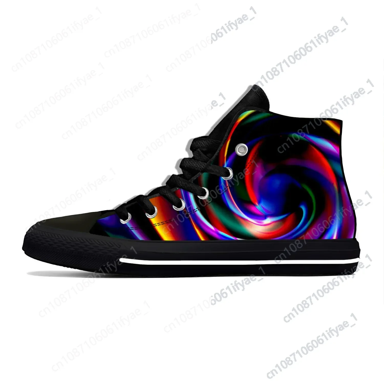 Hete Kleurrijke Vortex Tie Dye Swirl Abstracte Regenboog Hoge Top Canvas Schoenen Mannen Vrouwen Casual Ademende Sneakers Nieuwste Boardschoenen