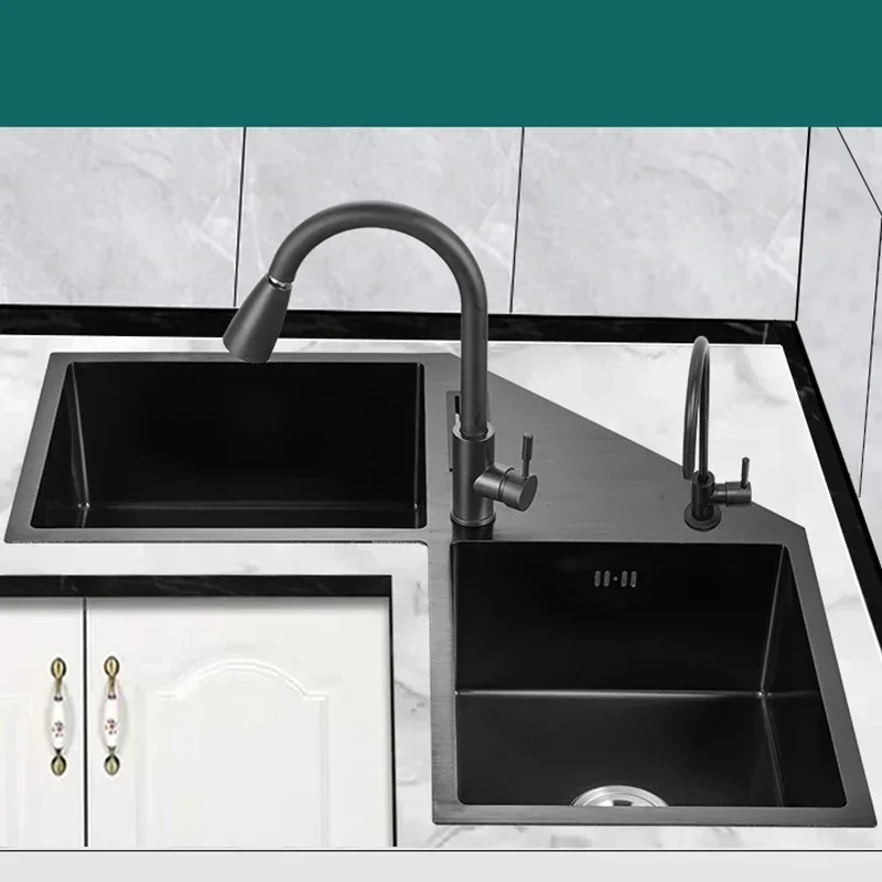 

superior quality Nano kitchen corner sink 304 stainless steel corner double kitchen accessories large single sink under t