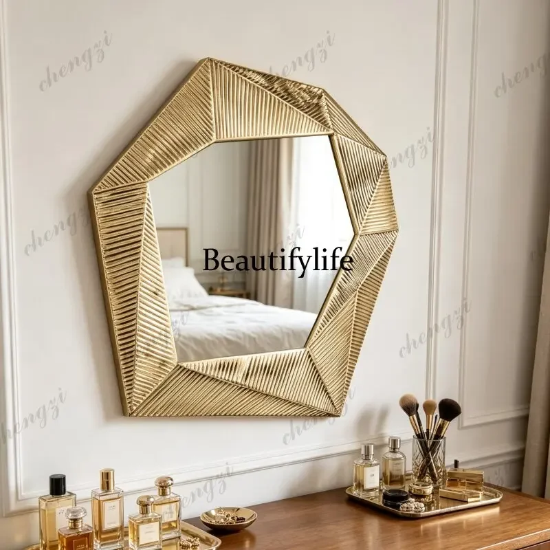 p18   French light luxury wall-mounted special-shaped makeup mirror high-end living room dining side decorative mirror