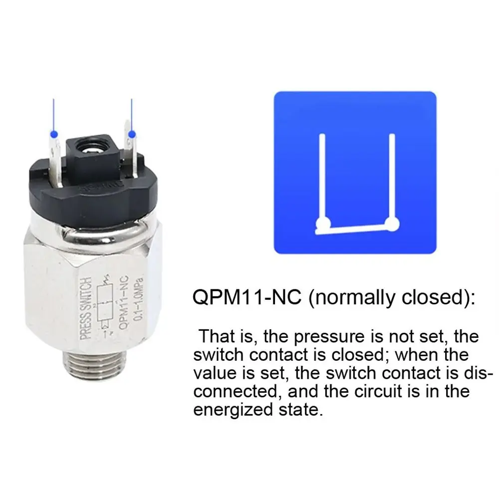 

1Pcs QPM11-NO QPM11-NC Air Pressure Switch G1/8 G1/4 0.1-1Mpa QPM11 Automatic Controller Hydraulic Diaphragm Adjustable