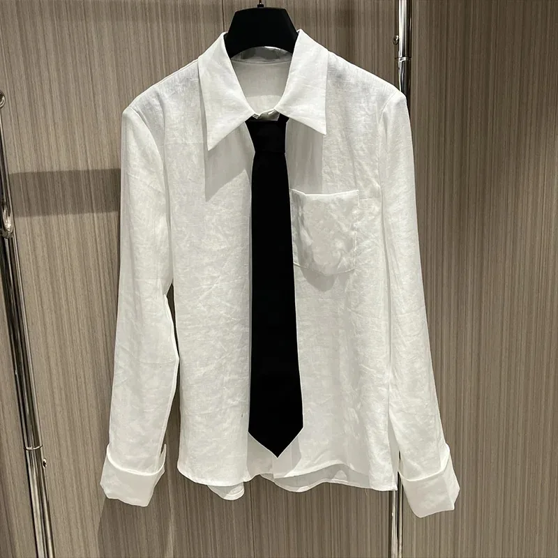 

White Women Shirts Fashion JK Style Long Sleeve Tops Fall Long Sleeve Girls Button Up Black Shirt 2562775