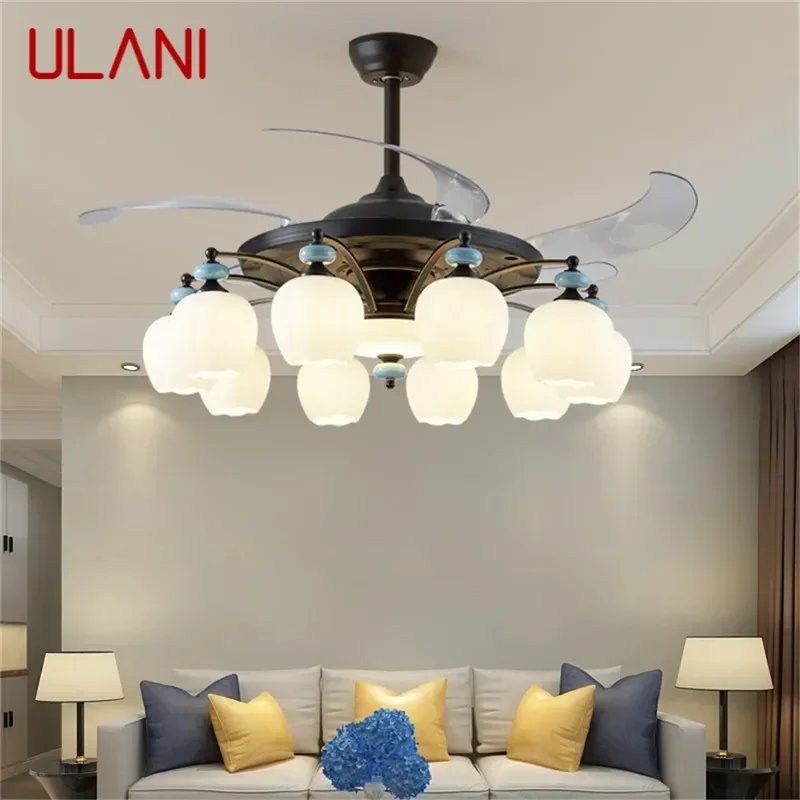 

ULANI Modern Stealth Fan Light Luxury Living Room Restaurant Bedroom Ceiling Fan Light Remote LED Electric Fan Light