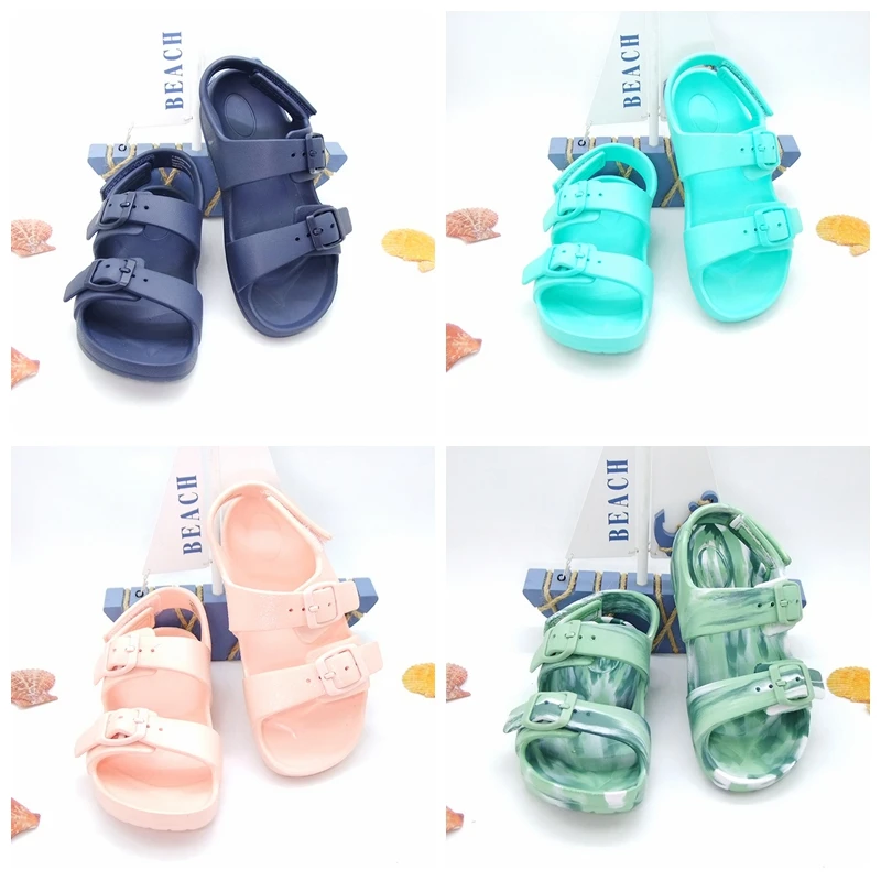 EVA sandals male and female children\'s flip flops with back strap anti slip sandals beach quick drying baby sandals for boys