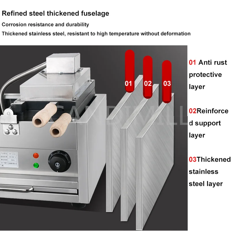 Snacks Machine Electric Takoyaki Balls Grill Oven, Sugar-Coated Haws Shaped Waffle Baking Pan Equipment Refined Steel Body