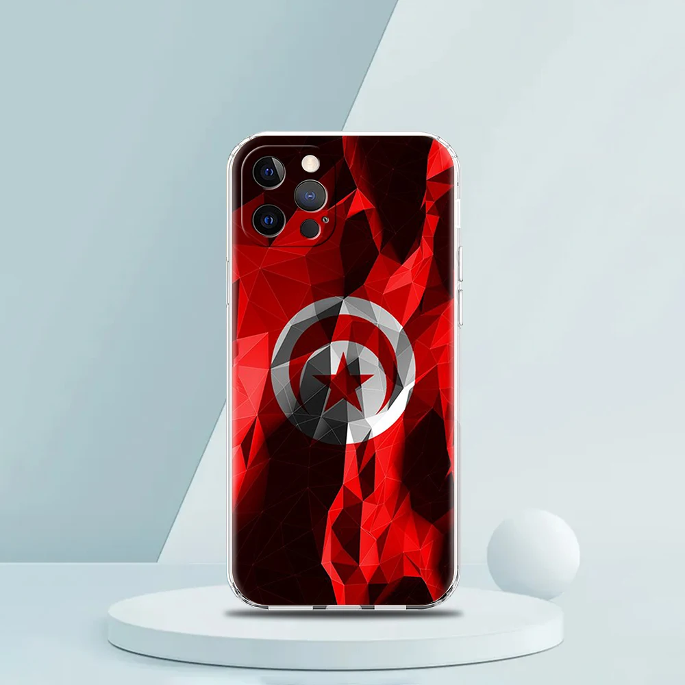 Tunisia Flag Soft Transparent Phone Case Cover for iPhone 16 15 14 13 12 11 Pro Max XR 8 7 Plus XS Max Shockproof Shell Fundas