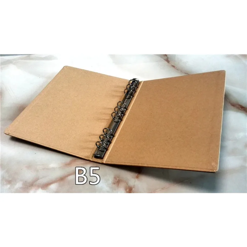 A5 A6 B5 Loose-leaf Binder Vintage Kraft Color Notebook Cover 6 Holes