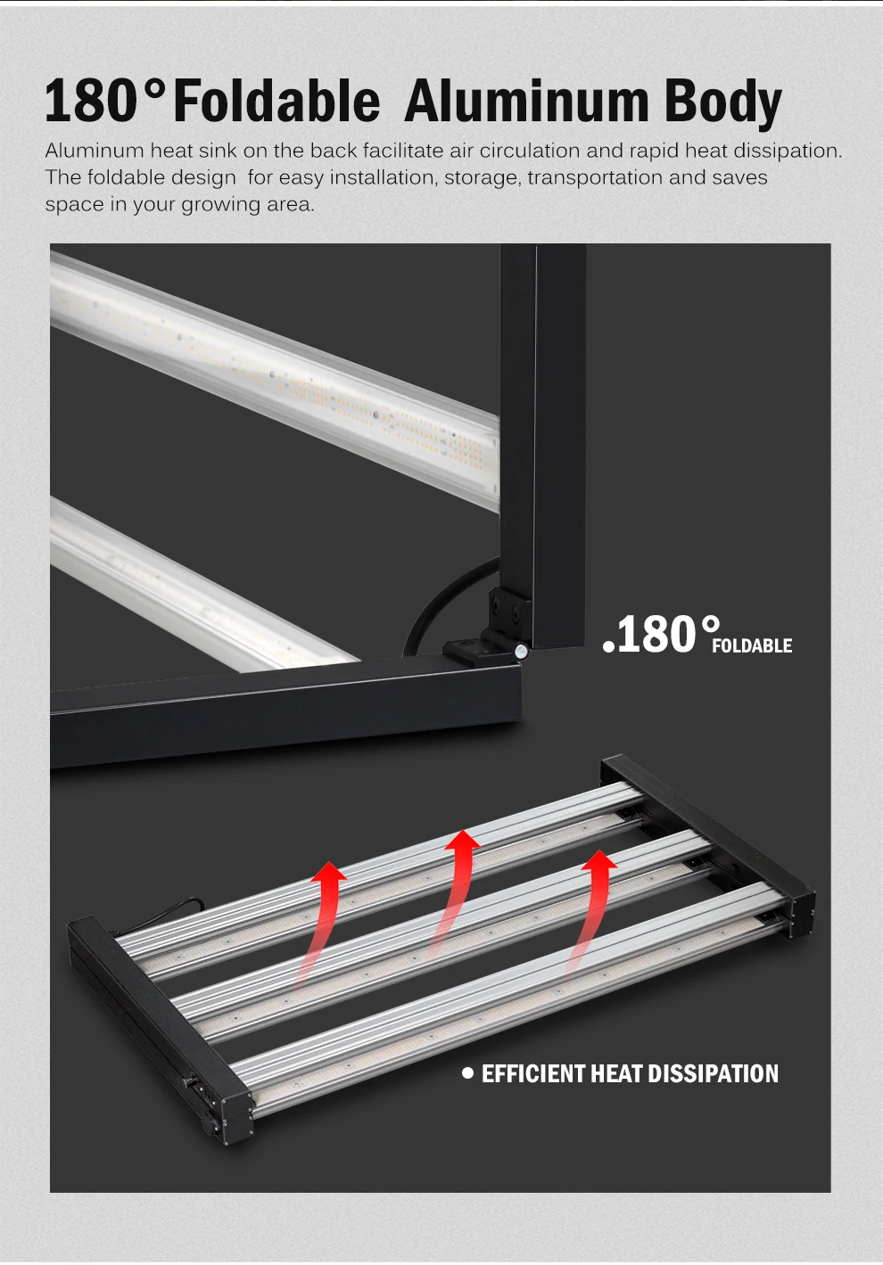 360W 720W LED Pflanzenlampe Vollspektrum Blau 460nm Rot 660nm IR 730nm UV 395nm, 2,7umol/J 1280umol/J/s Hohe PPFD Hanfpflanzenlampe für 4 × 4 5 × 5FT Zelt – Detail 6
