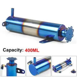 Universal 400ML Cylindrical Radiator Coolant Cooling Burnt Blue Aluminum Catch Tank Overflow Reservoir