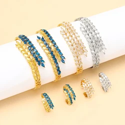 Zircon Open Ring for Women Unisex Glass Blue Yellow Bracelet Office Party Friend Gifts Jewelry Accessories
