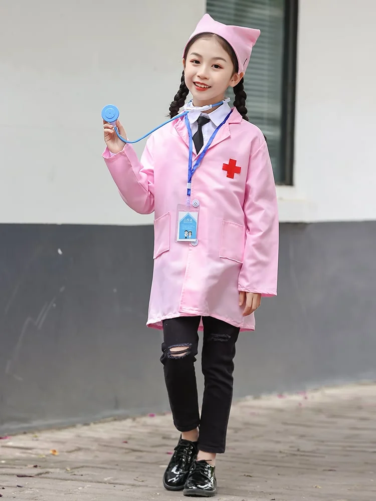 Children's Nurses Doctor Cosplay Costume Kids White Coat Nurse Clothes Stage Costumes Play House Toys Cosplay Party Costumes